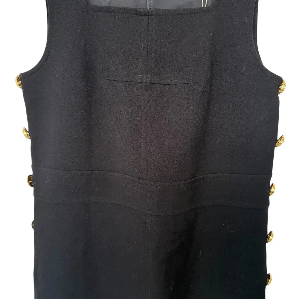 Tory Burch Black Side-Button Shift Dress Size 12 NWT